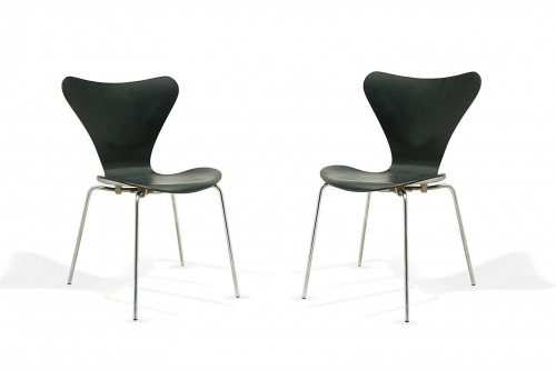 Chaises modèle 3107 de Arne Jacobsen pour Fritz Hansen (Danemark 1955, lot de 2)